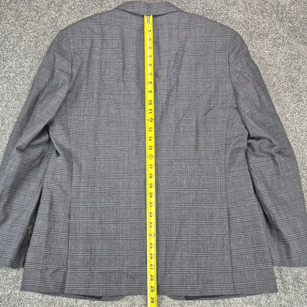 Banana Republic Heritage Blazer Mens 44R Gray Windowpane Plaid Italian Wool